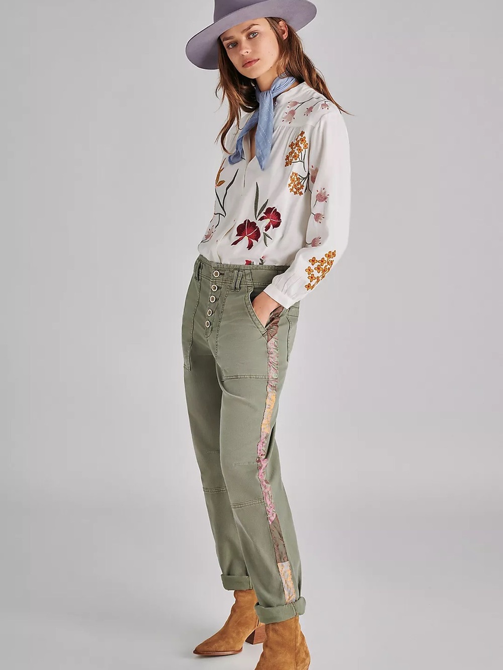 Anthropologie Pilcro The Wanderer Side-Striped Utility Pants - olive green